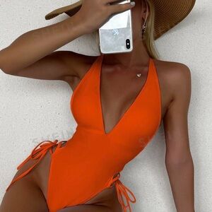 SHEIN Summer Swimwear Orange One piece- Size L